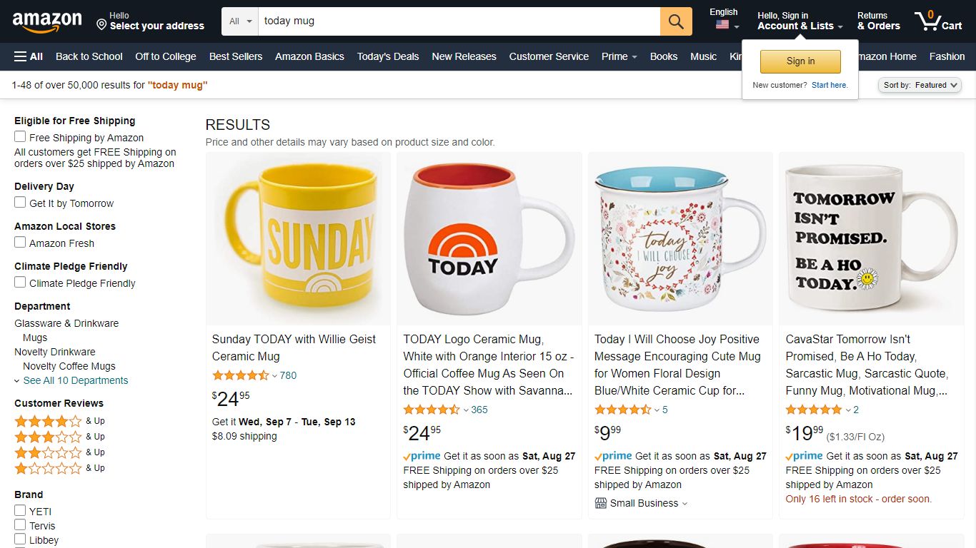 Amazon.com: today mug